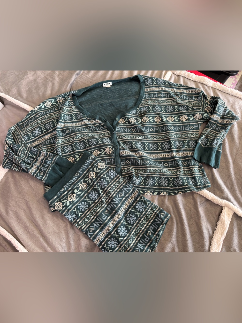 Waffle knit PINK sleep set